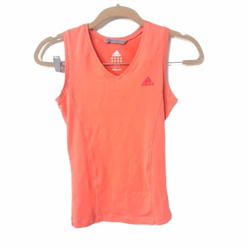 ADIDAS tank top women coral v neck sleeveless tank small